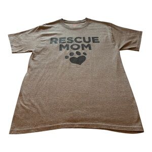 Hanes Rescue Mom Tee in Gray with Black Print